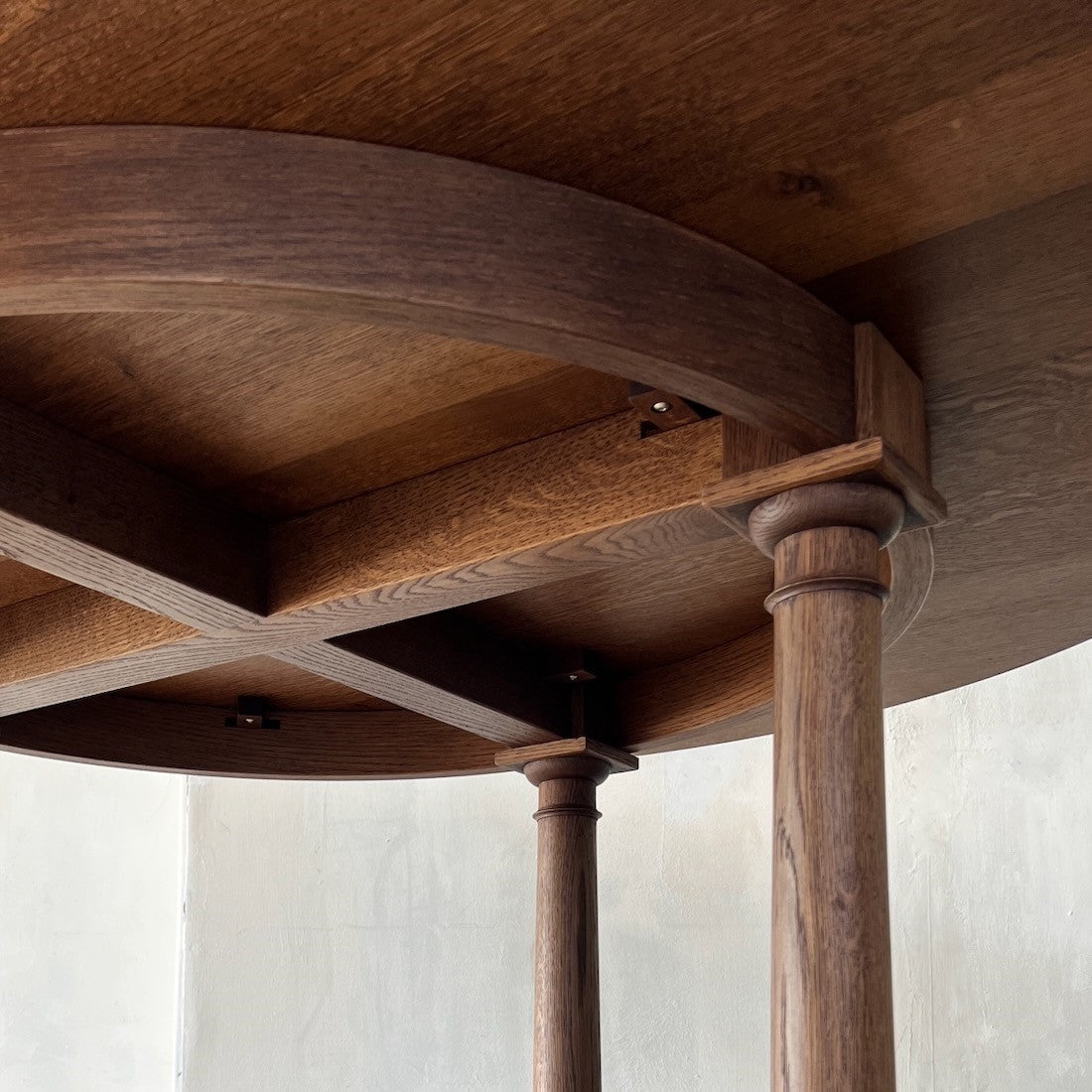 A bespoke circular dining table