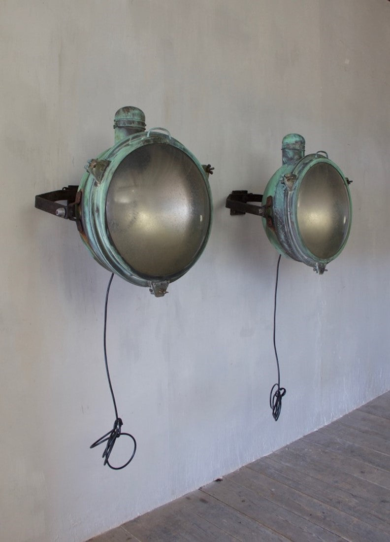 1920s Pair of Holophane Copper Searchlights