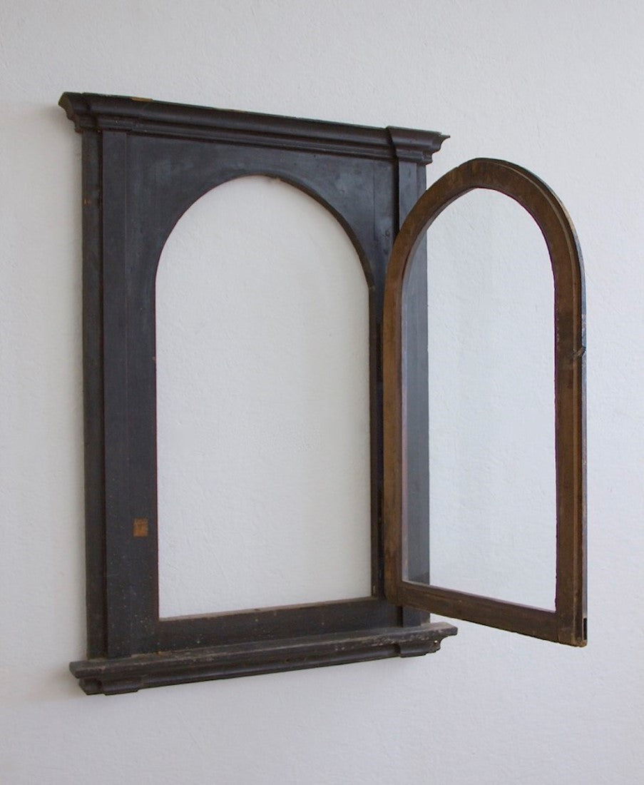 An C18th glazed cupboard front