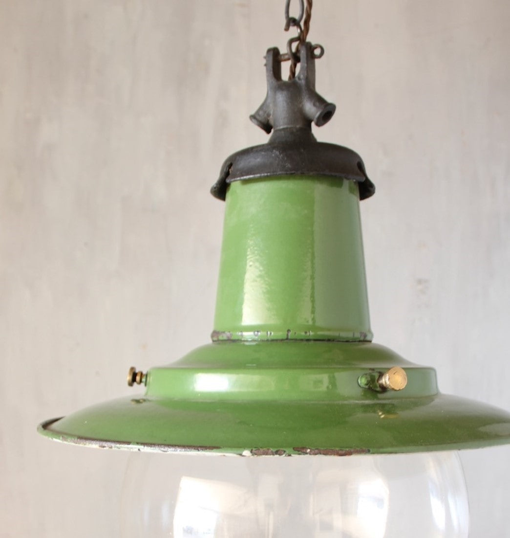 An original enamelled pendant light