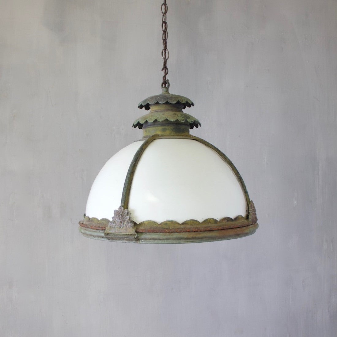 A large half-globe pendant light
